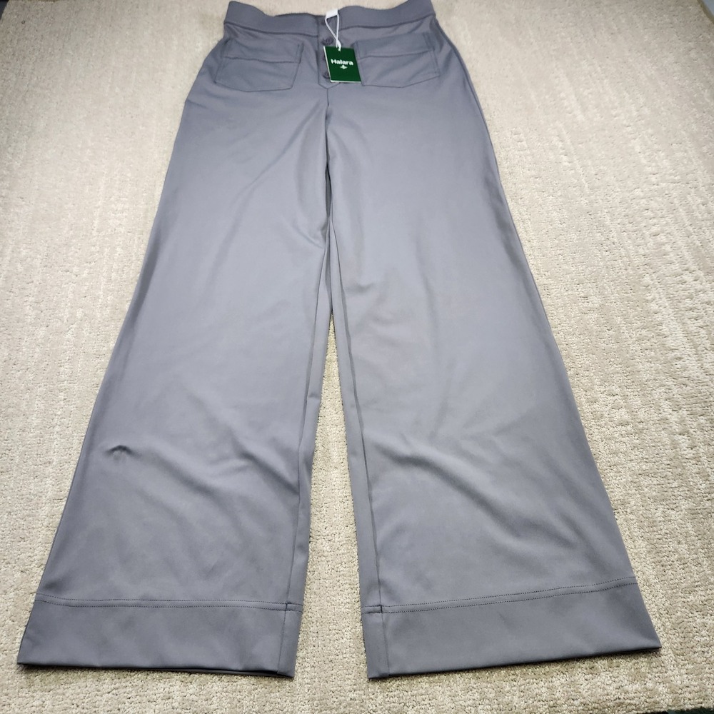 Halara Pants Women Medium HaloTek Air Wide Leg Gray High Rise Stretch Woven NEW